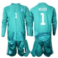 Stroje piłkarskie Niemcy Manuel Neuer #1 Bramkarskie Koszulka Podstawowej dla dzieci MŚ 2026 Długi Rękaw (+ szorty)
